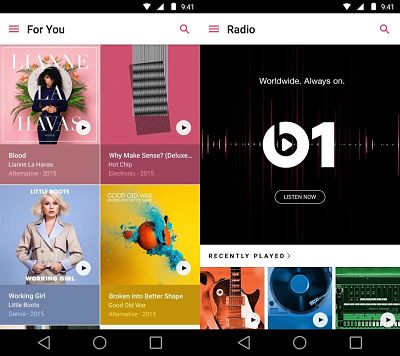 Apple Music almacena en Android