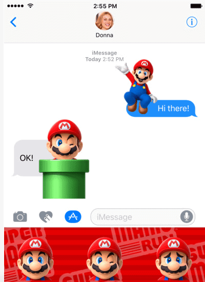 Super Mario Run Stickers iOS10