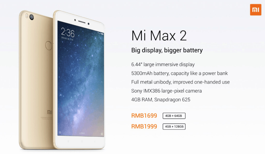 Xiaomi Mi Max 2 precios