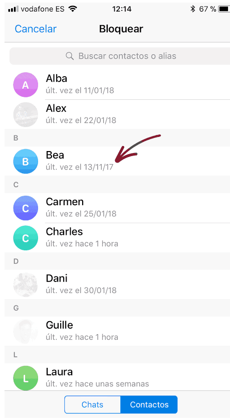 bloquear un contacto